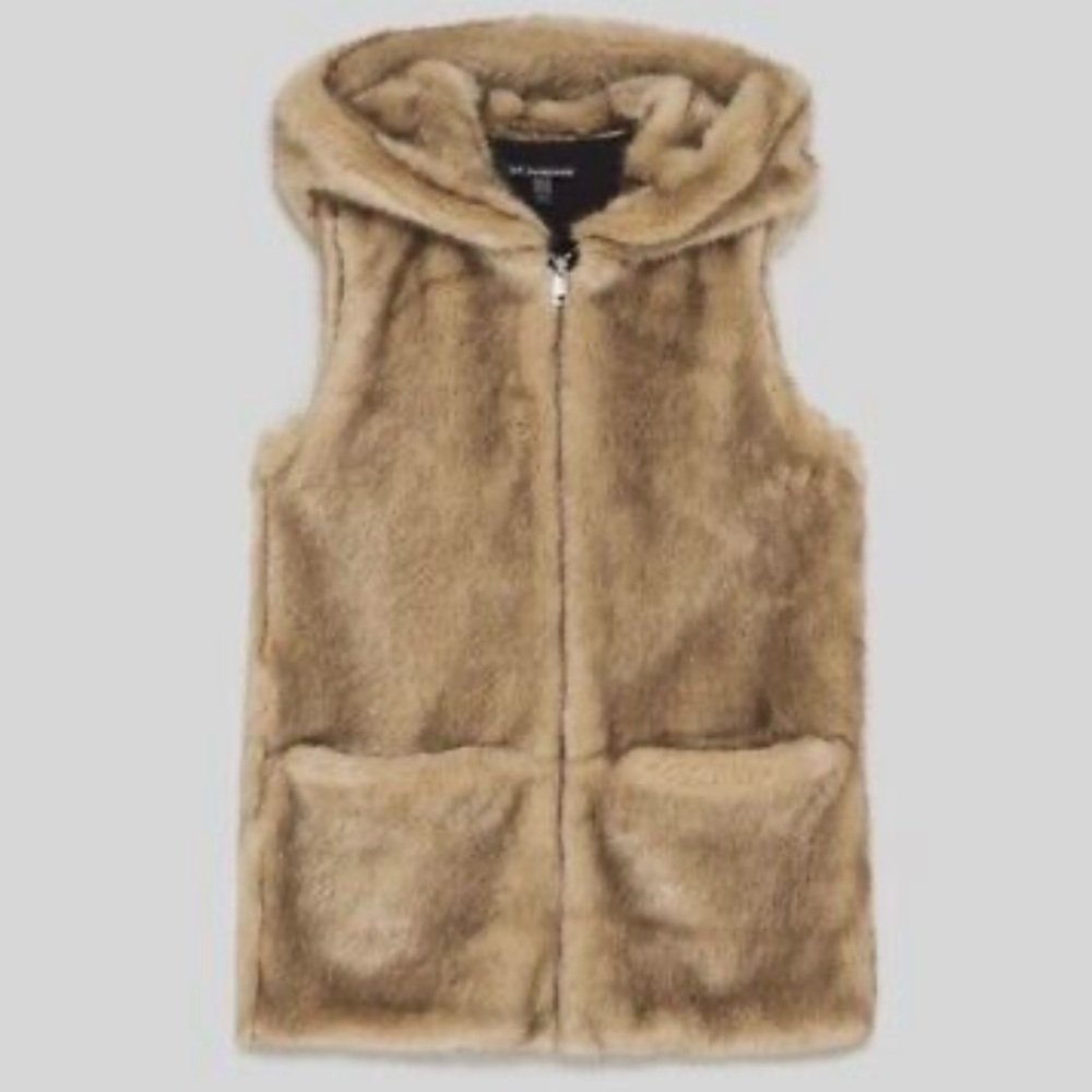 Zara - Faux Fur Hooded Zip Up Vest